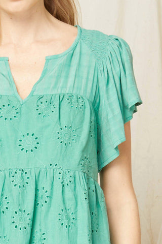 Entro - Flutter Sleeve Eyelet Top