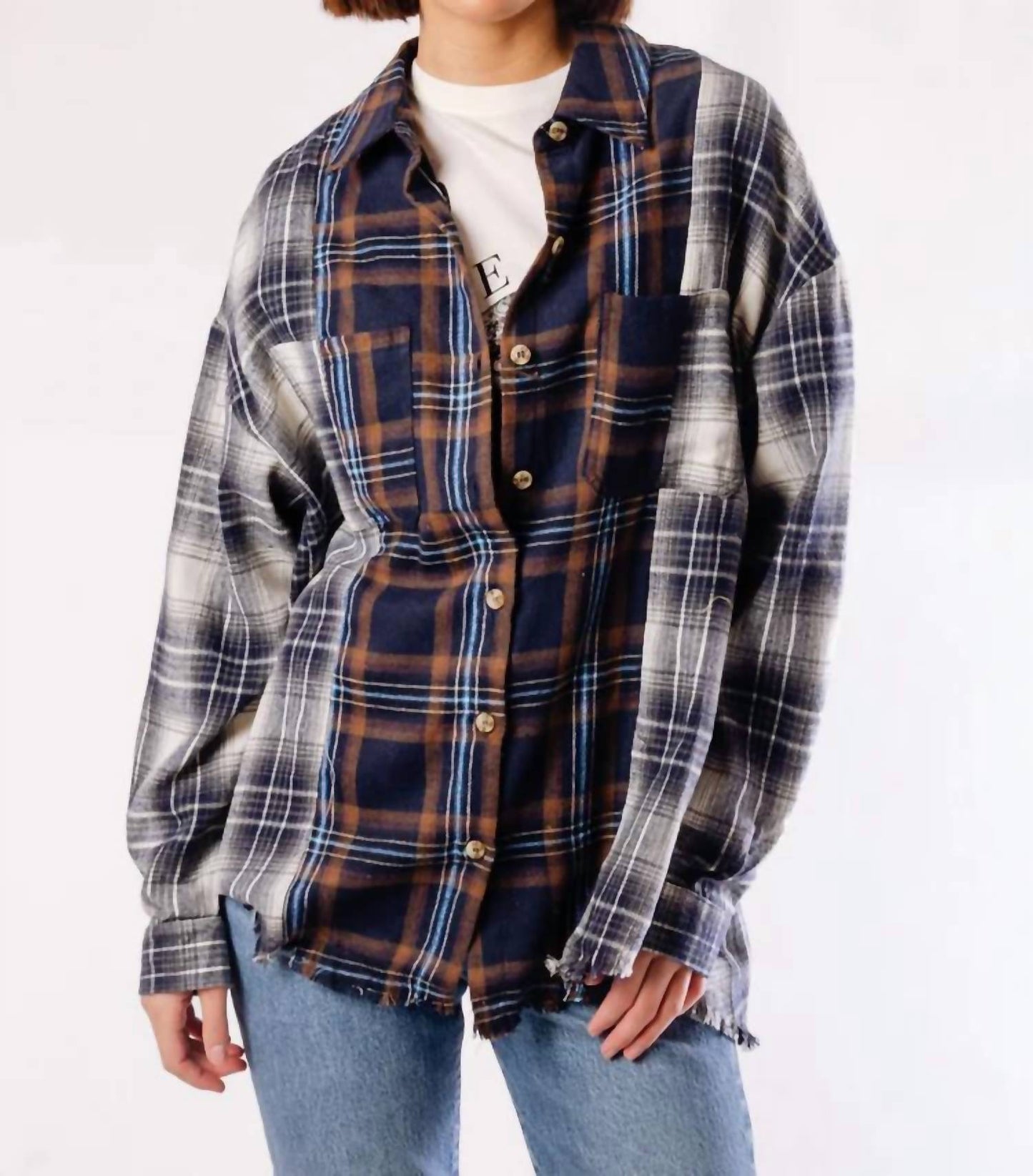 Blu Pepper - Patchwork Button Down Shirt