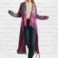 Davi & Dani - Printed Shawl Fringed Hem Cardigan
