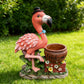 Outdoor Garden Sculpture Flamingo Flower Pot Planter