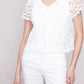 Charlie B - Short Sleeve Crochet Bolero Cardigan