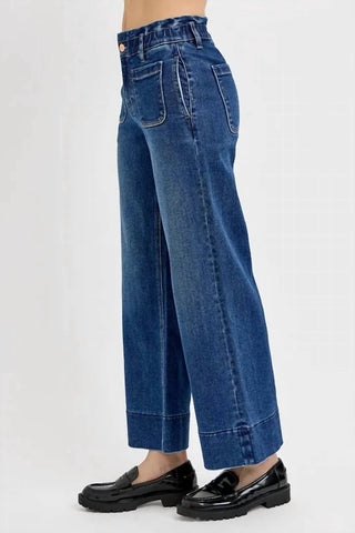 Risen - Elastic Band Wide Leg Jeans