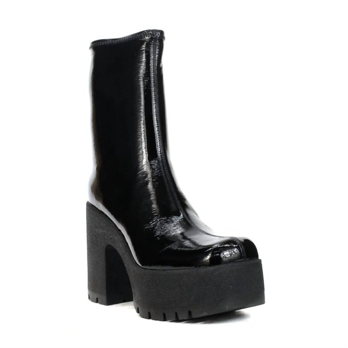 Jeffrey Campbell - Women's Refresh L Black Crinkle Patent Leather Platform Boots