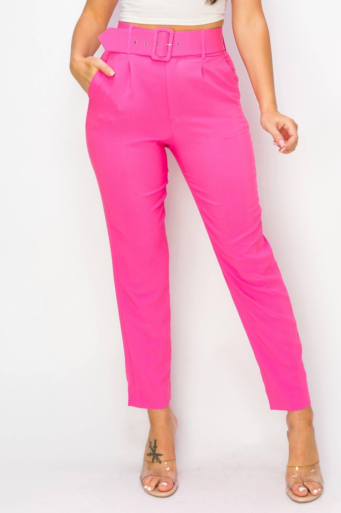 A.C.G. Los Angeles - Ankle Slim Fit Cigarette Pants With Belt