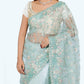 Zaalima Fashion - Mint Green Hand-embroidered Organza Saree