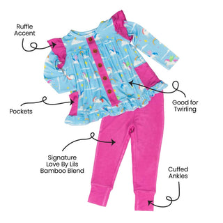 Laree + Co. - Girls Sage Bamboo Long Sleeve Peplum Legging Set