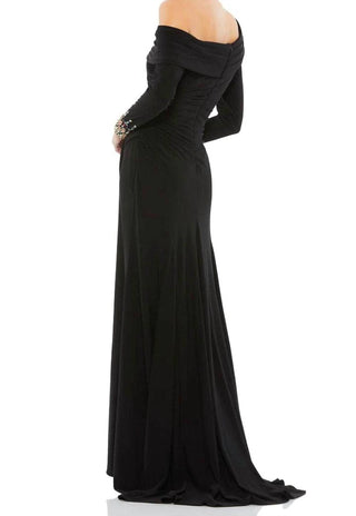 Mac Duggal - Beaded Cuff Drop Shoulder Long Sleeve Gown Dress