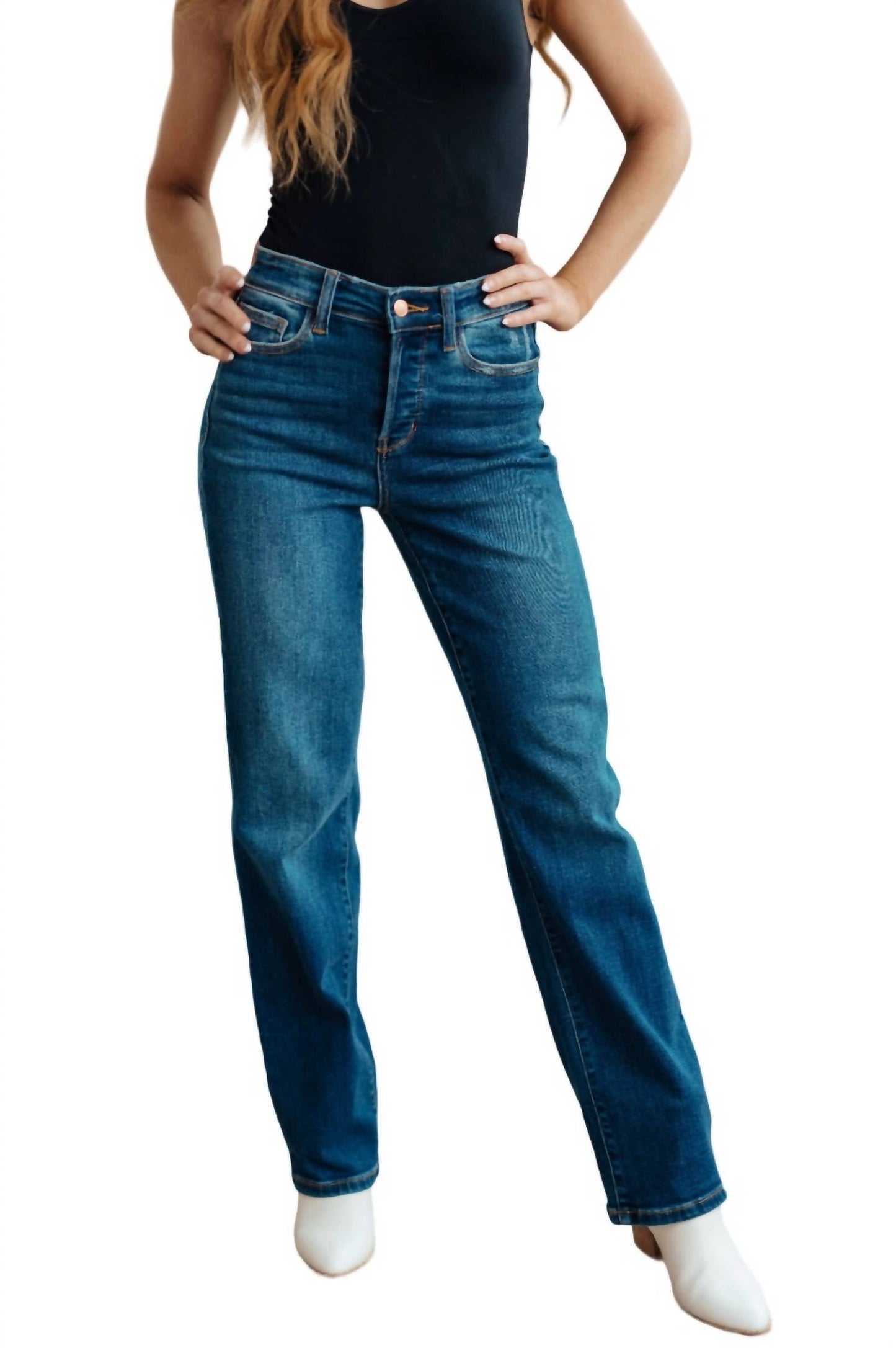Judy Blue - High Rise Button Fly Straight Jeans