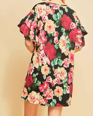 Entro - Floral Ruffle Sleeve Mini Dress