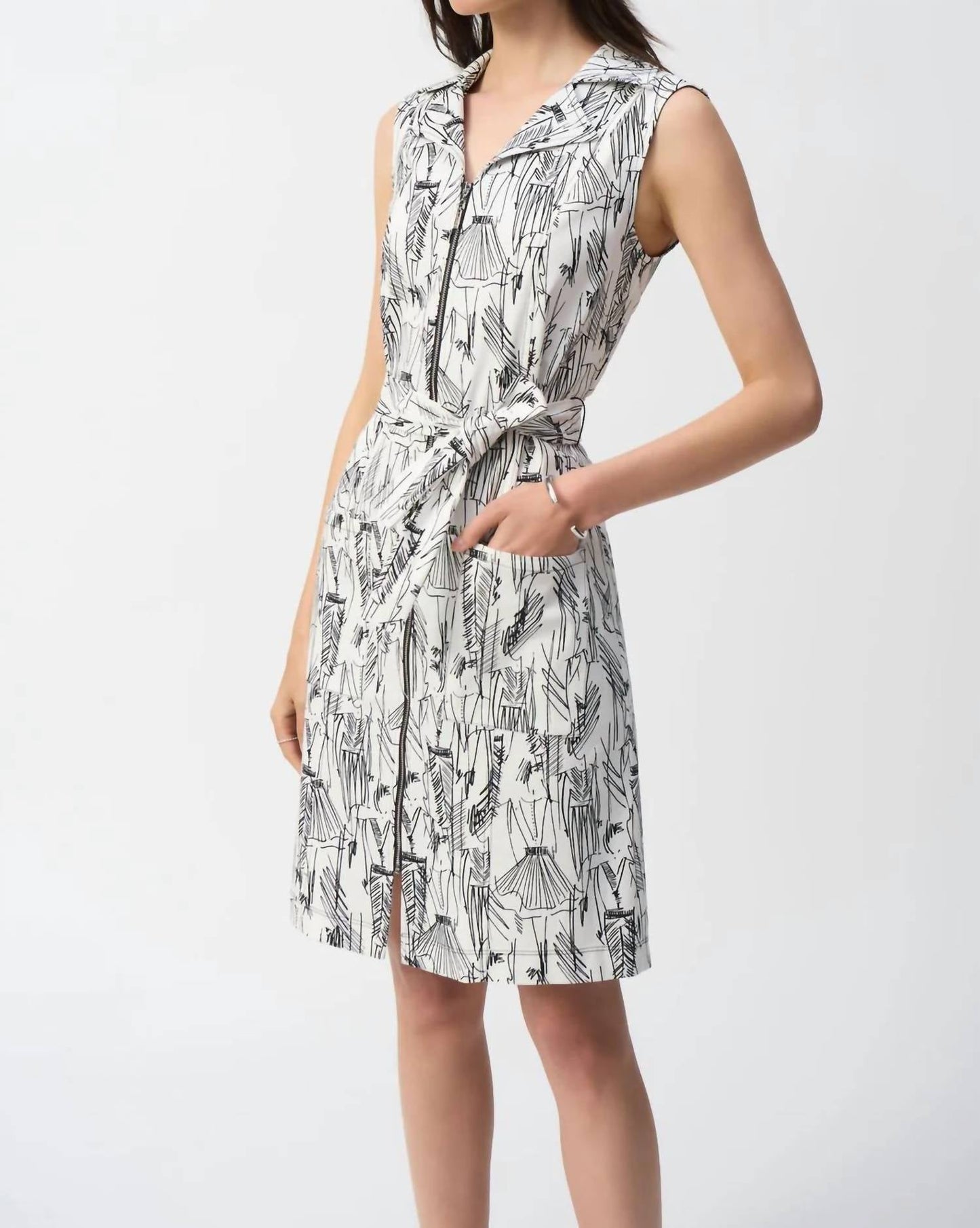 Joseph Ribkoff - Notched Collar Sleeveless Sheath Dress