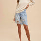Anniewear - Distressed Rigid Bermuda Denim Shorts