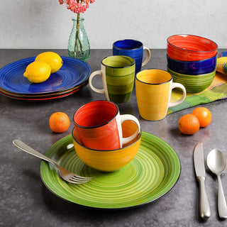 Gibson Home 95631.12RM Color Vibes 12 Piece Dinnerware Set, Assorted Colors