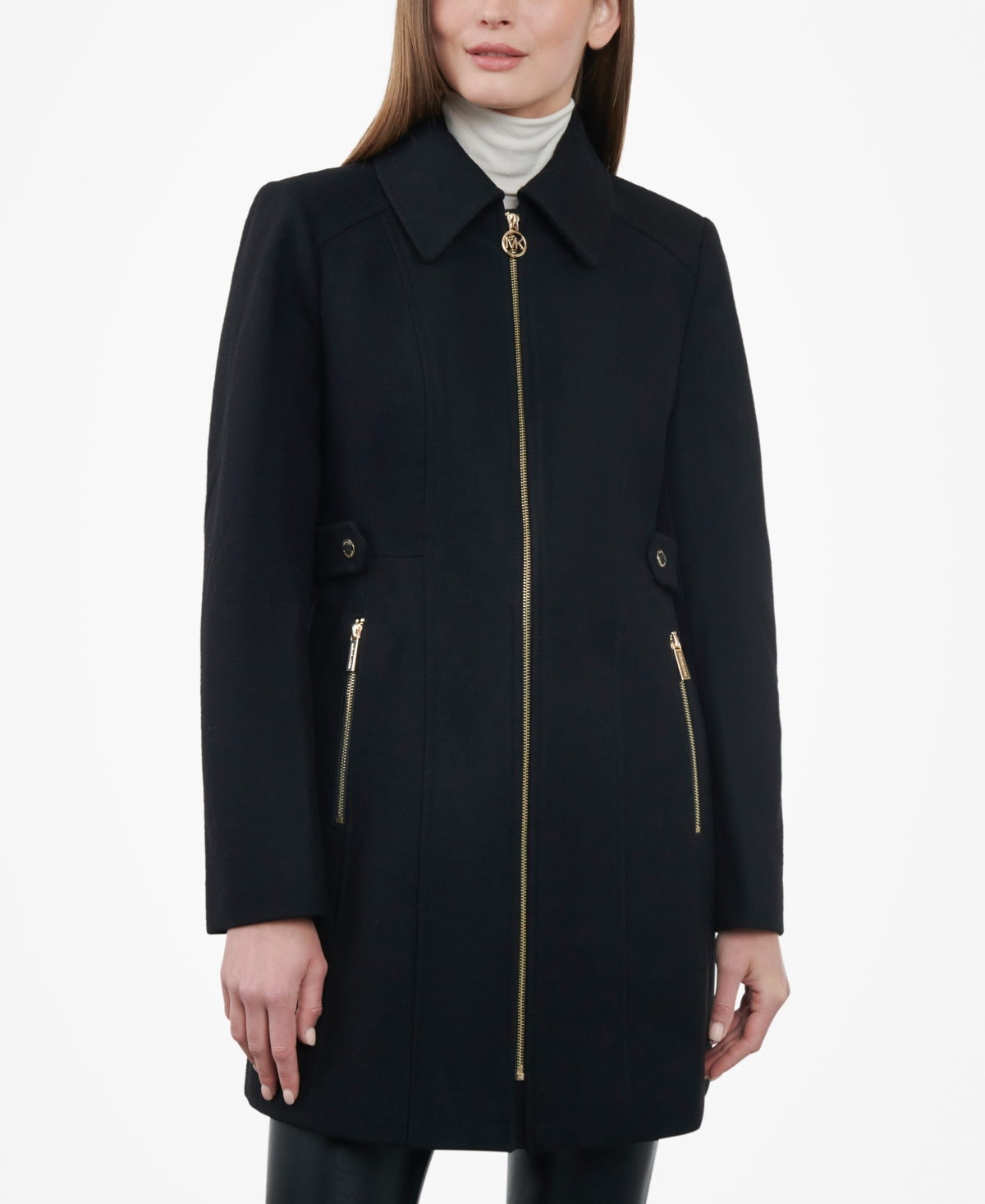 Michael Michael Kors Women's Petite Club-Collar Zip-Front Coat
