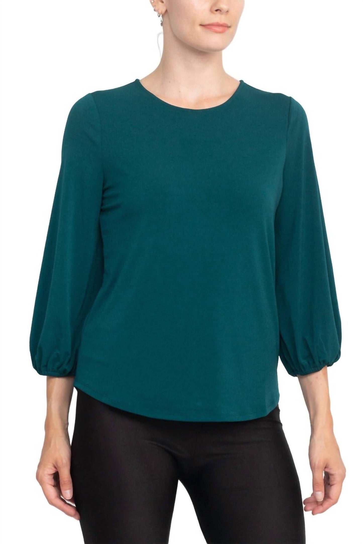 Adrianna Papell - Boat Neck Elastic Cuff Crepe Top