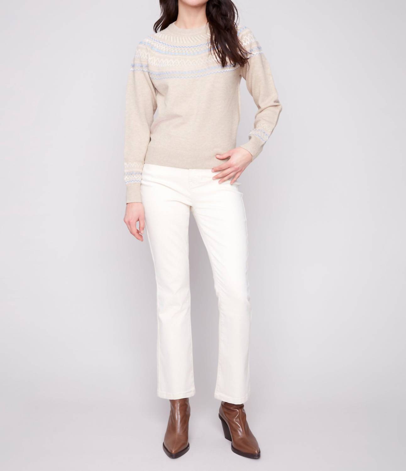 Charlie B - Apres Ski Jacquard Crew Neck Sweater