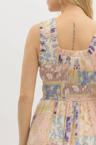 Entro - Multi-pattern Bow Detail Midi Dress