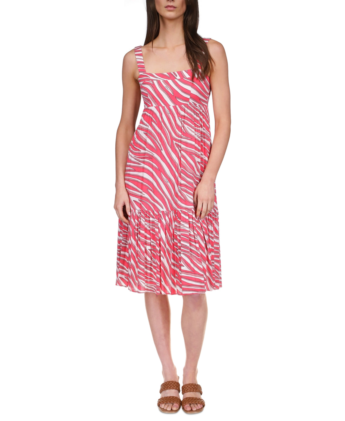 Michael Michael Kors Women's Zebra Sleeveless Midi Dress