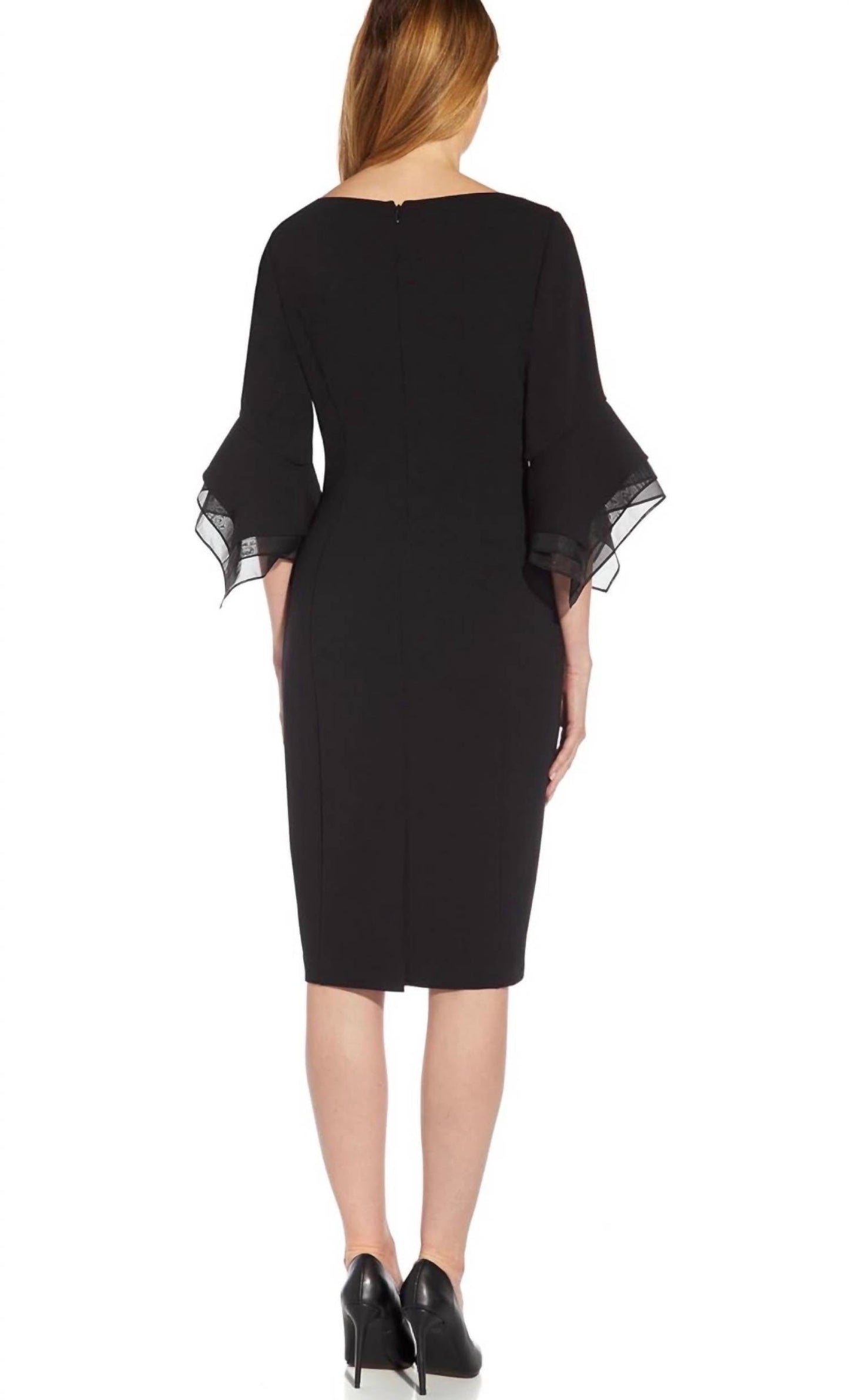 Adrianna Papell - Knit Crepe Tiered Sleeve Dress