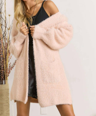 Adora - Curvy Fuzzy Solid Open Cardigan