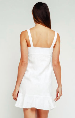 Olivaceous - Button-Up Flare Dress features a ruffled hem and sweetheart bust