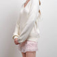 Blu Pepper - V Neck Drop Shoulder Back Bow Tie Detail Sweater