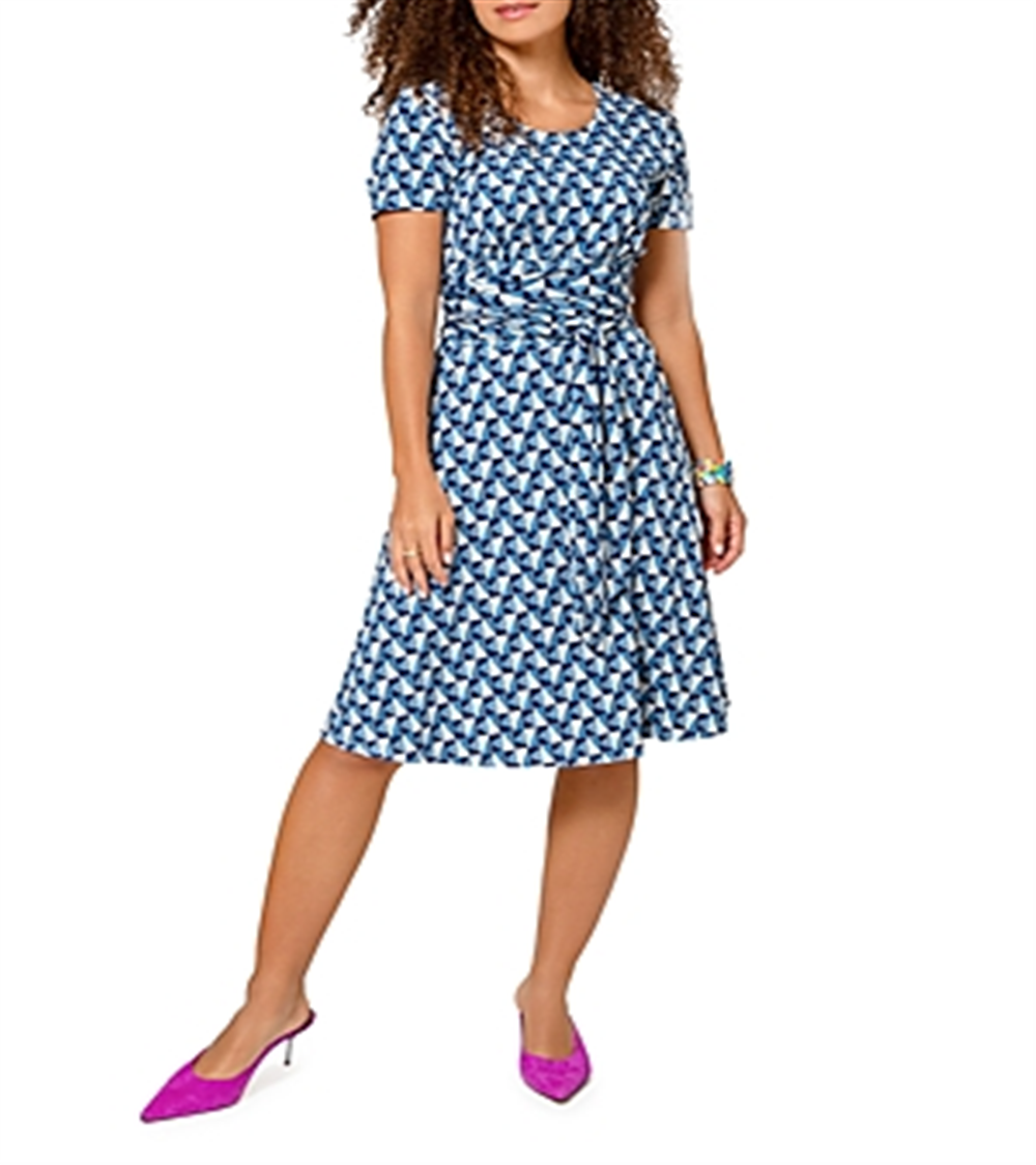 Leota Women's Sunrise Geo Sea of Belize Marshmallow Lord & Taylor Brittany Dress Blue
