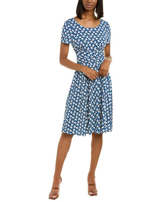 Leota Women's Brittany Dress in Sunrise Geo Sea of Belize Marshmallow Blue Size S