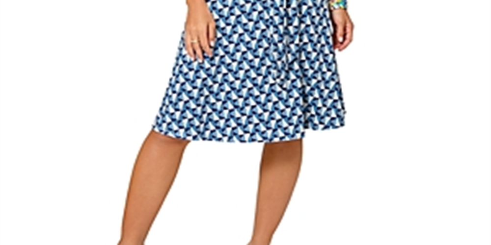 Leota Women's Brittany Dress in Sunrise Geo Sea of Belize Marshmallow Blue Size S