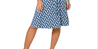 Leota Women's Brittany Dress in Sunrise Geo Sea of Belize Marshmallow Blue Size S