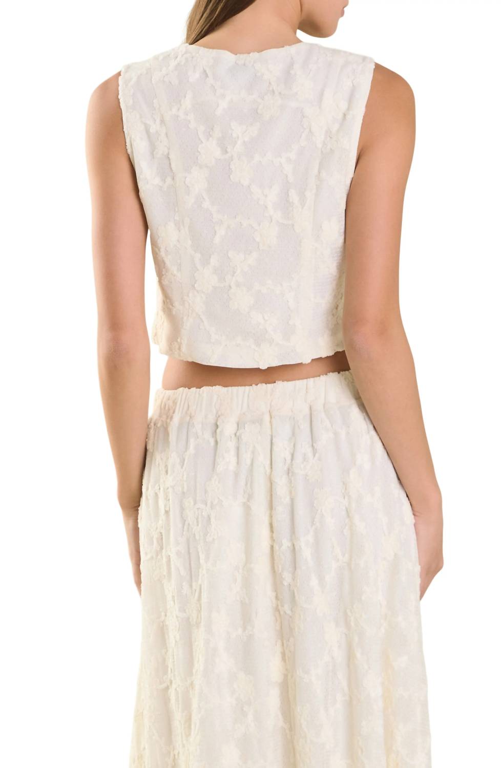 2.7 August Apparel - Floral Lace Vest
