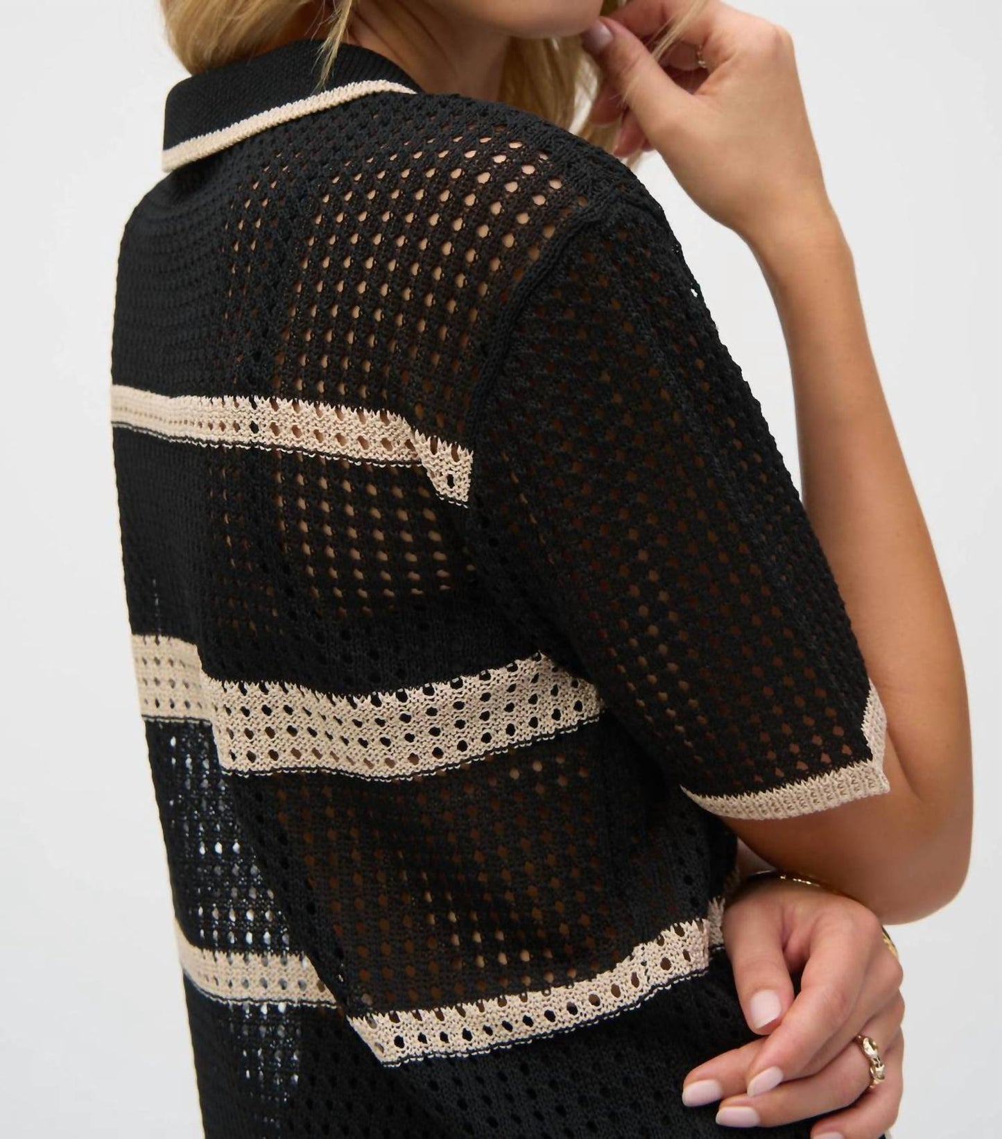 Joseph Ribkoff - Women's Knit Open Stitch Stripe Sweater