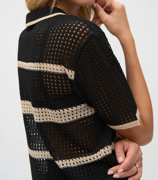 Joseph Ribkoff - Women's Knit Open Stitch Stripe Sweater