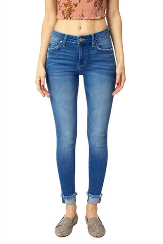 Kancan - Mid Rise Cuffed Ankle Skinny Jeans