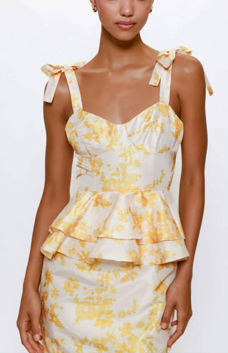 Hutch - Floral Bustier Peplum Dress