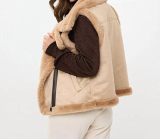 Esqualo - Fake Fur Suedine Gilet Jacket