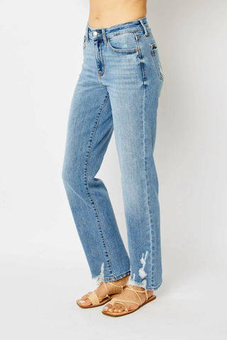 Judy Blue - High Waist Heavy Destroy Straight Denim Jean