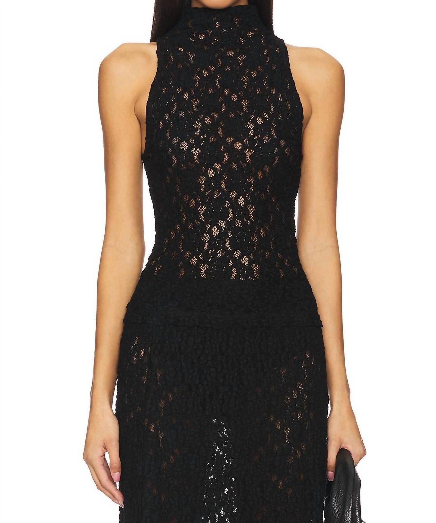 Enza Costa - Puckered Lace Sleeveless Mockneck Top