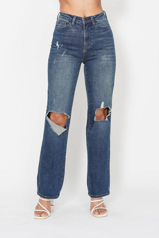 Judy Blue - High Waist Knee Ripped Denim Jeans