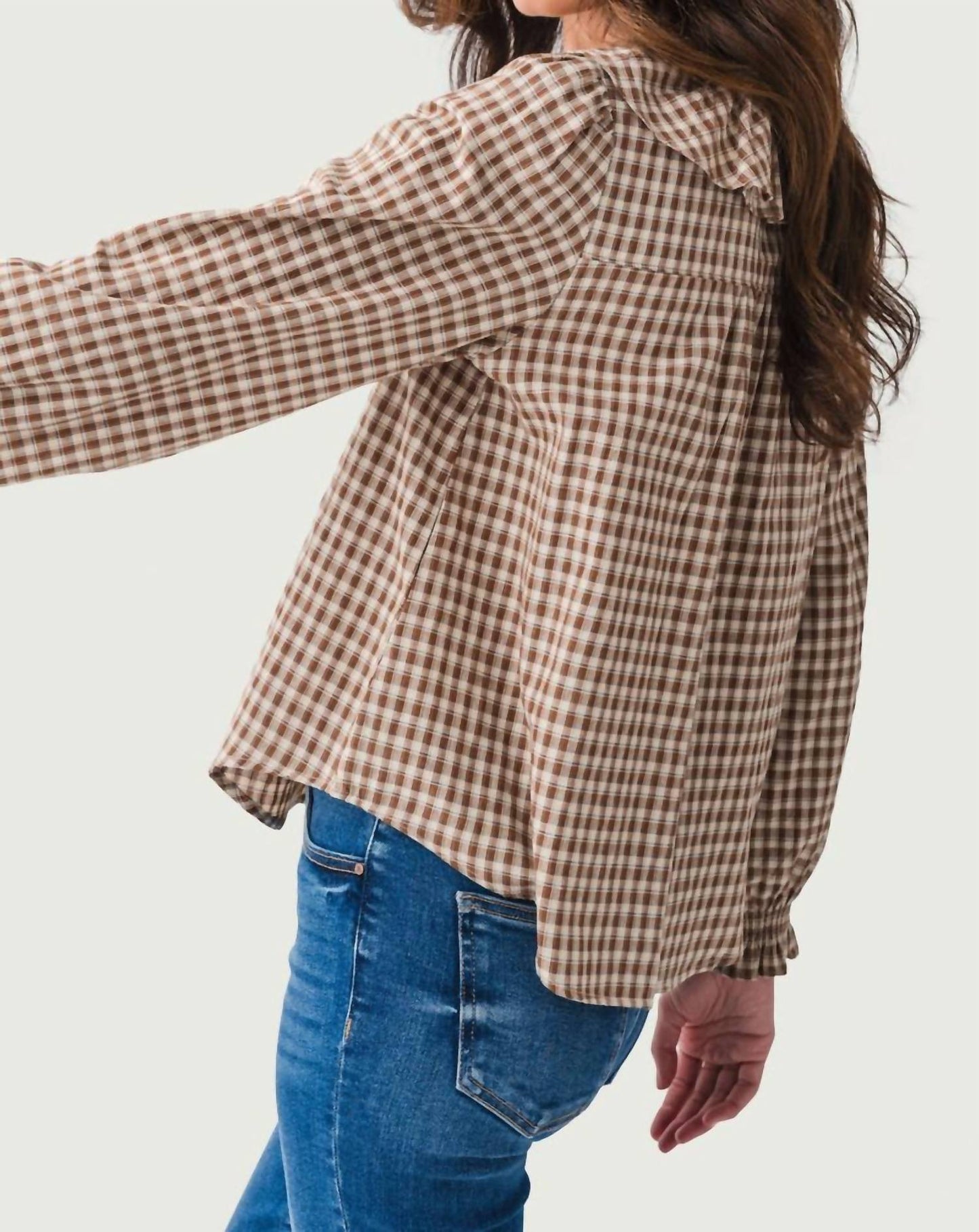 By Together - Gingham Ruffled Blouse