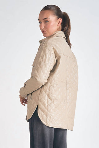 Elan - Faux Leather Quilted Jacket
