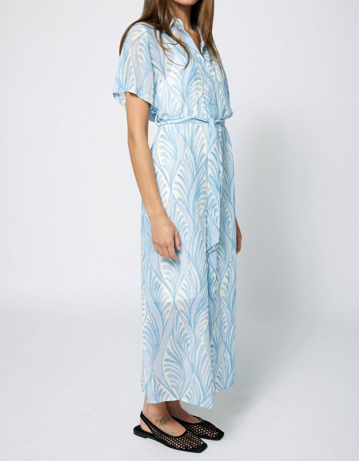Amanda Maria - Chiffon Beach Print Shirt Dress