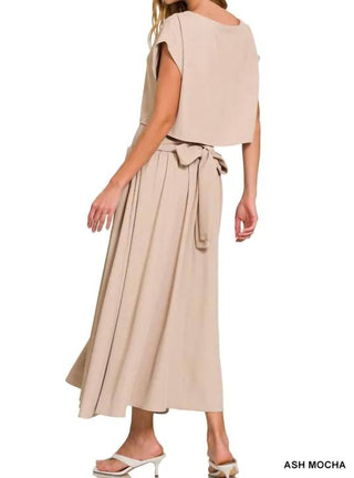 Trendsi - Zenana Heavy Woven Span Crop Tee & Skirt Set