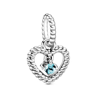 Pandora - March Beaded Heart Dangle Charm