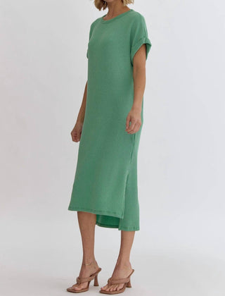 Entro - Ribbed Short Sleeve Midi Dress