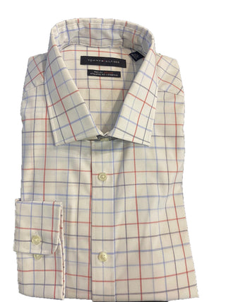 Tommy Hilfiger Men's Athletic-Fit Check Dress Shirt White Size 17 32/33