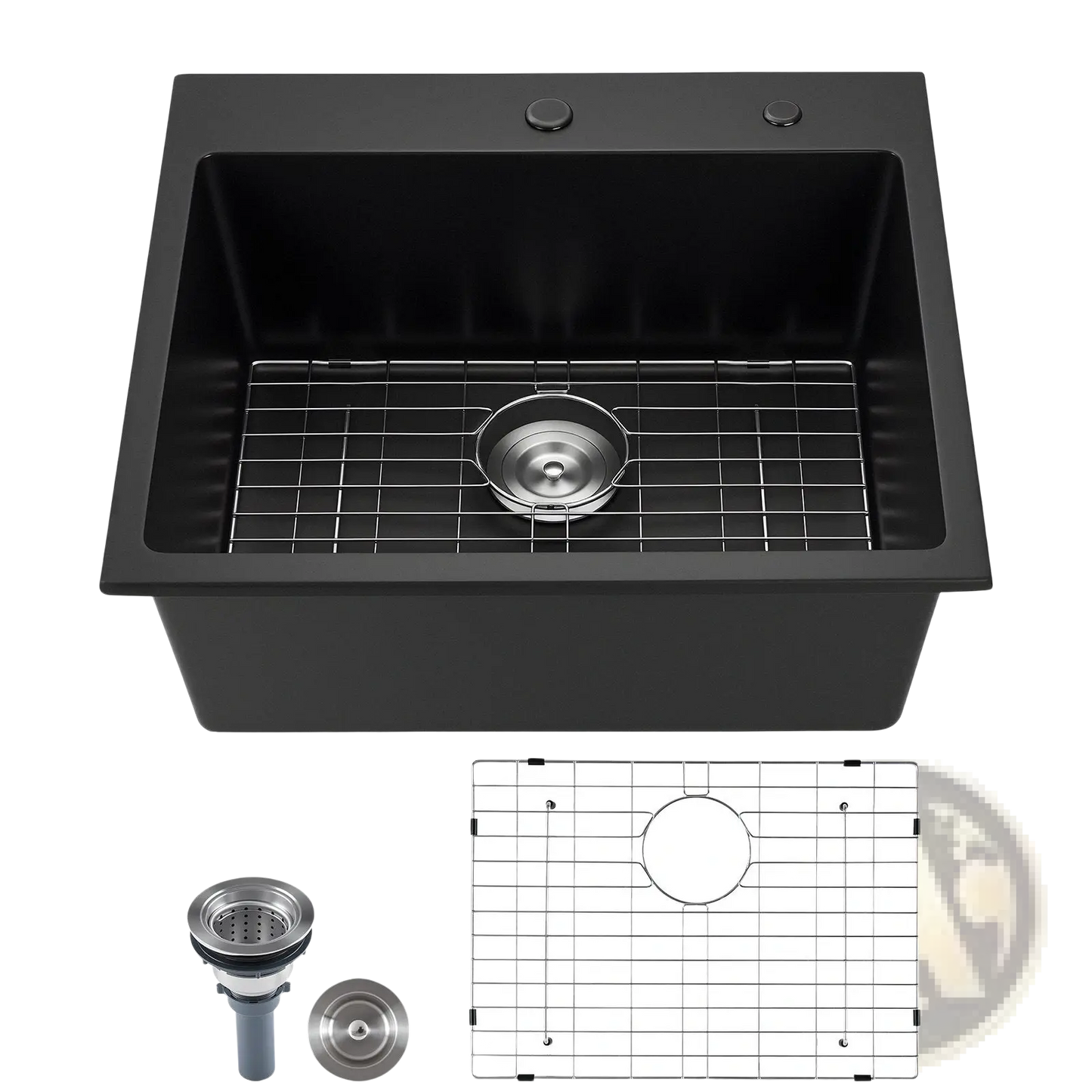 25 Inch Granite Kitchen Sink Single Bowl Drop-in Basin