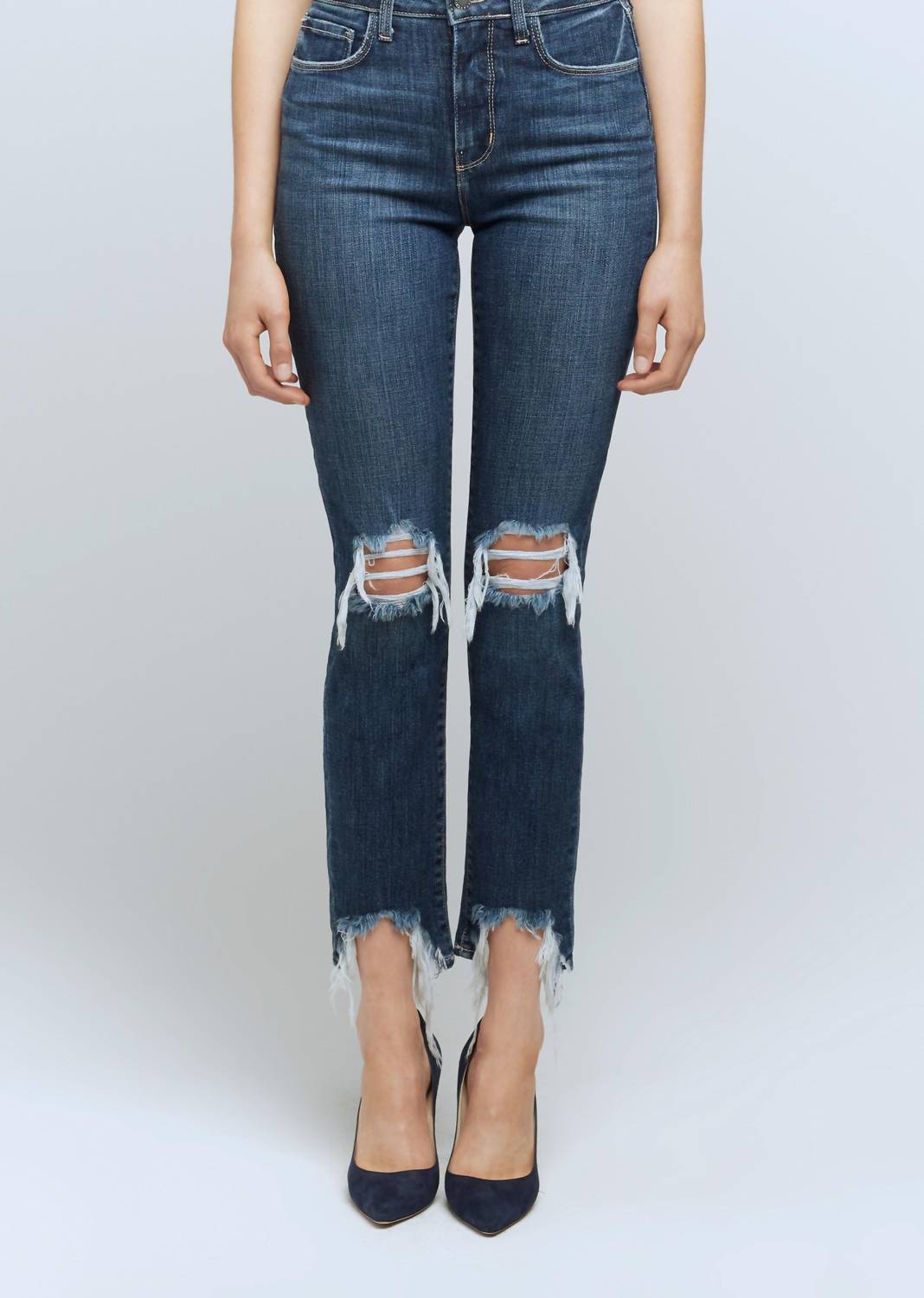 L'Agence - Highline Destructed High-rise Skinny Jeans