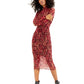 Bar III Women's Printed Mock-Neck Midi Mesh Dress