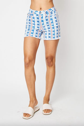Judy Blue - High Waist Usa Star Fray Hem Shorts