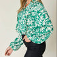 Double Take - Full Size Printed Ruffle Trim Balloon Sleeve Shirt
